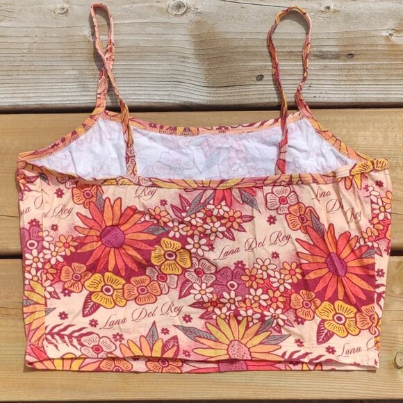 RARE LANA DEL REY LDR Tank Floral Women's LARGE Official Merch Made in USA CROP - Picture 3 of 5